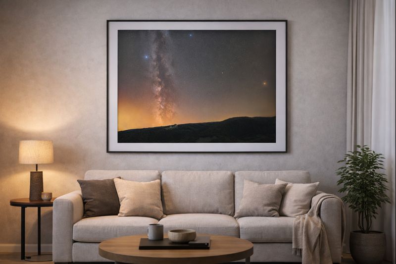 Nightscape print in a home setting