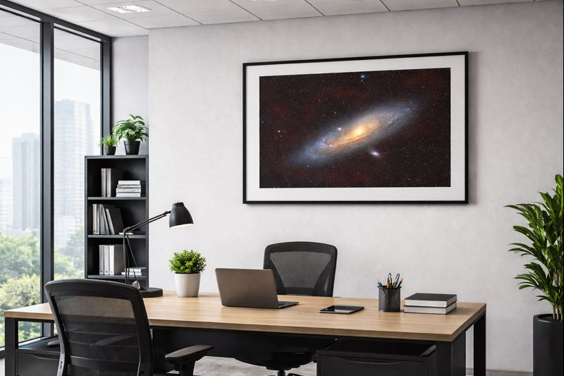 Astrophotography print in an office space